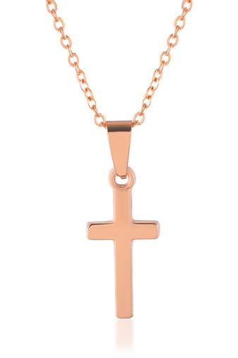 Brass rose gold plated crucifix cross small pendant