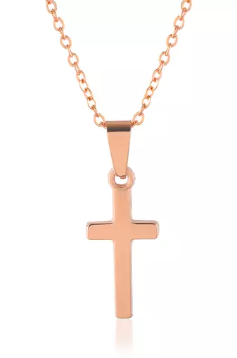 Brass rose gold plated crucifix cross small pendant