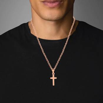 Brass rose gold plated crucifix cross small pendant 3