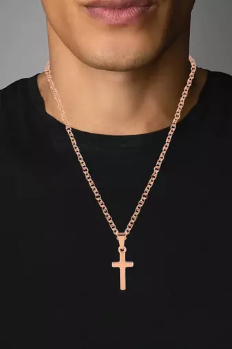 Brass rose gold plated crucifix cross small pendant
