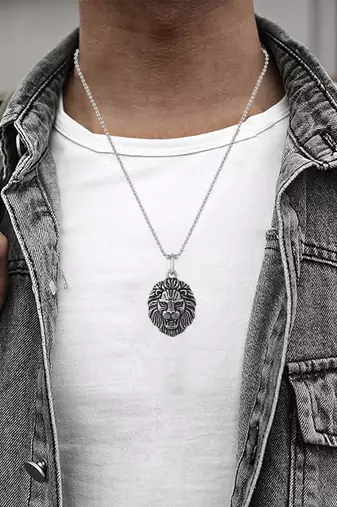 Antique silverplated narsimha pendant