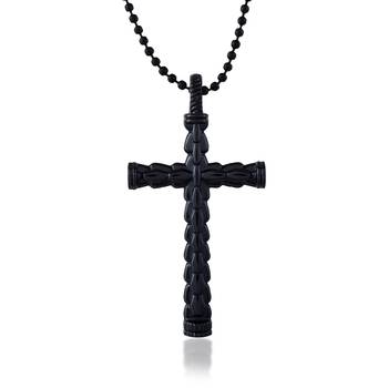Brass black rhodium christian cucifix cross pendant 1