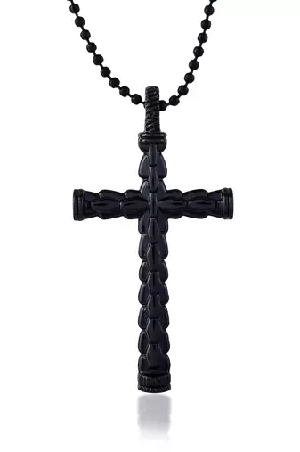 Brass black rhodium christian cucifix cross pendant