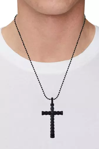 Brass black rhodium christian cucifix cross pendant