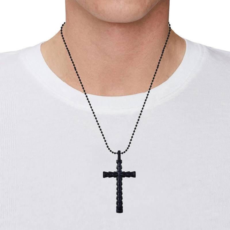 Brass black rhodium christian cucifix cross pendant