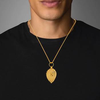Brass micron thin light weight pan shape om pendant 4
