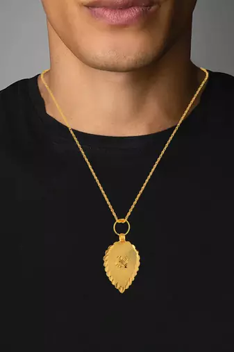Brass micron thin light weight pan shape om pendant