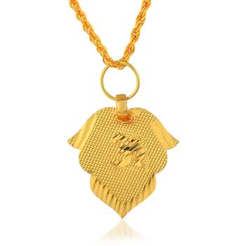 Brass micron thin light weight pan shape om pendant 1