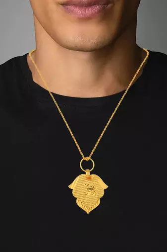 Brass micron thin light weight pan shape om pendant