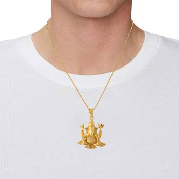 Brass gold plated ganesh pendant 3