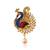 Brass gold plated  pearl cz peacock shaped sareepin brooch