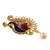 Brass gold plated  pearl cz peacock shaped sareepin brooch