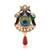 Brass gold pearl cz peacock shaped sareepin brooch lapel pin