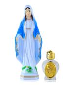 Polyresin mother mary with crystal holy water bottle christian home décor