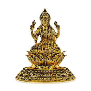Antique brass goddess lakshmi idol figurine showpiece 1