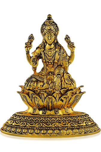 Antique brass goddess lakshmi idol figurine showpiece