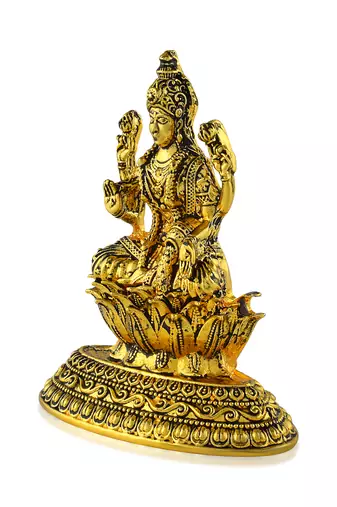 Antique brass goddess lakshmi idol figurine showpiece