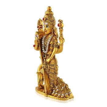 Brass antique gold cz kartikeya murugan idol stand figurine 2