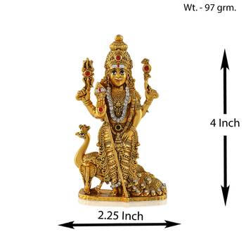 Brass antique gold cz kartikeya murugan idol stand figurine 3