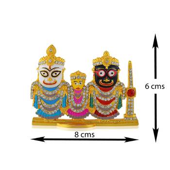 Brass gold meenakari lord jagannath trinity idol murti puja home car décor 2