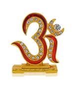Brass goldplated  cz red meenakari om stand idol fugurine showpiece