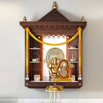 Brass goldplated  cz red meenakari om stand idol fugurine showpiece 4