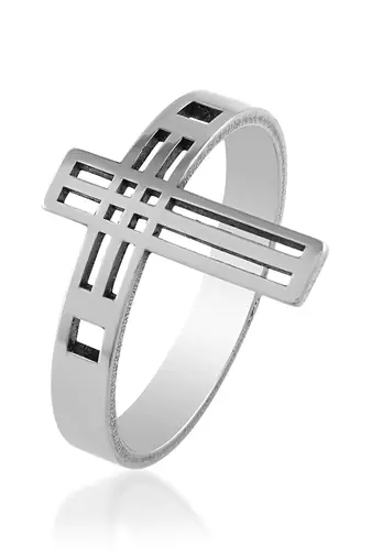 Stainless steel cross finger ring and rose gold plated cross pendant unisex all age