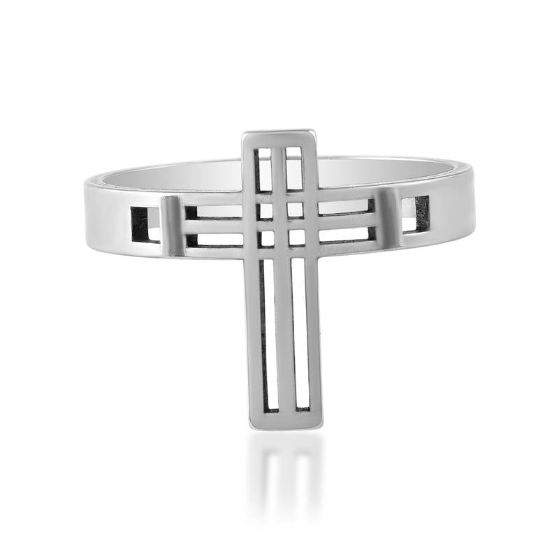 Stainless steel cross finger ring and rose gold plated cross pendant unisex all age