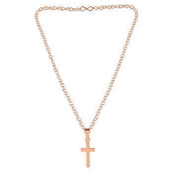 Stainless steel cross finger ring and rose gold plated cross pendant unisex all age 4
