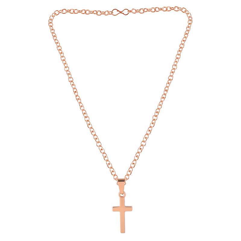 Stainless steel cross finger ring and rose gold plated cross pendant unisex all age
