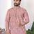 Peach digital printed work cotton straight kurta