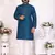Teal silk straight kurta with nack mirror work
