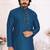 Teal silk straight kurta with nack mirror work