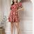Women cotton maroon floral print mini dress