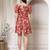 Women cotton maroon floral print mini dress