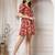 Women cotton maroon floral print mini dress