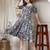 Women rayon grey floral print flared dress