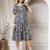 Women rayon grey floral print flared dress