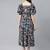 Women rayon blue floral print flared dress
