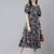 Women rayon blue floral print flared dress
