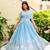 Sky-blue thread embroidery faux georgette indian lattest designer lehenga