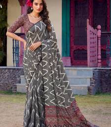 Stylish Black Digital Printed Crepe Casual Wear Saree With Blouse