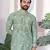 Green digital printed work cotton straight kurta