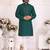 Green silk straight kurta with nack mirror work