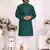 Green silk straight kurta with nack mirror work