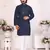 Navy silk straight kurta with nack mirror work
