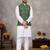 Green cotton straight kurta payjama & koti with jequard work