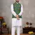 Green cotton straight kurta payjama & koti with jequard work