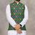 Green cotton straight kurta payjama & koti with jequard work