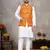 Orange cotton straight kurta payjama & koti with jequard work